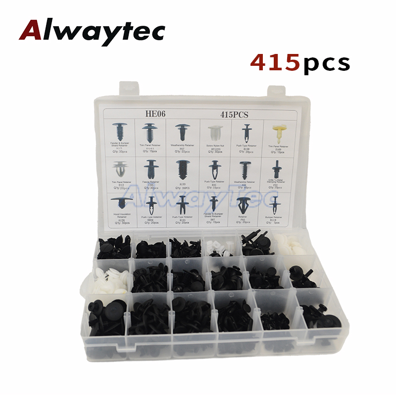 Auto Fastener Clip Kit 240/350/415pc Mixed Screw Push Retainer Pin Rivet For Car Fender Hole Bumper Door Trim Panel Window Visor