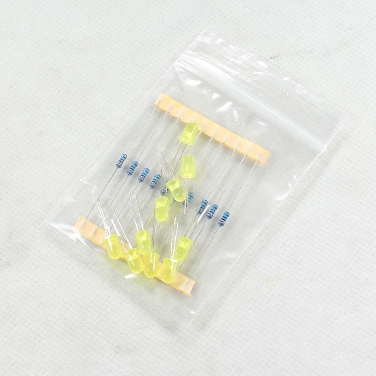 5mmLED Light-emitting Diode Light-emitting Lamp Component Package Experimental Secondary Tube Plus 10 220R Resistors