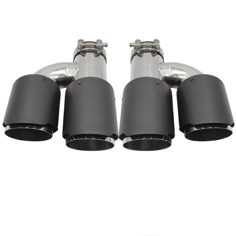 High Performance Black Carbon Fiber Dual Car Exhaust Muffler Tail Pipe Universal Dual Outlet Muffler Tip