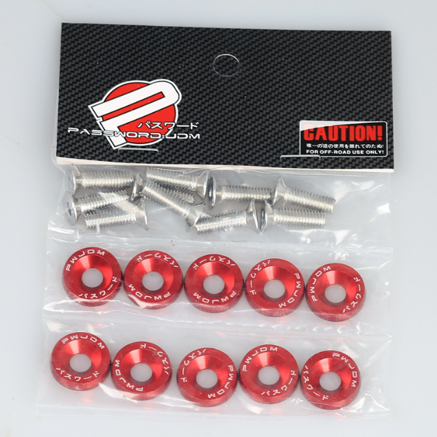 M6 Aluminum 10 Pcs/Pack Car Modified Fasteners JDM Bumper Engine Concave Screws Fender Washer for Scooter ANSI Standard Steel