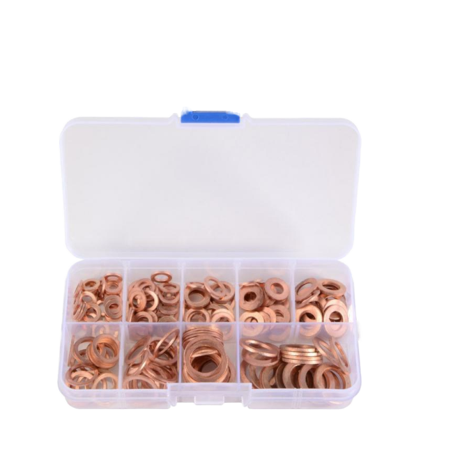 Factory Price 568pc Copper Washer Assortment Set Flat Washers Plastic Box Screws Bolts Fasteners