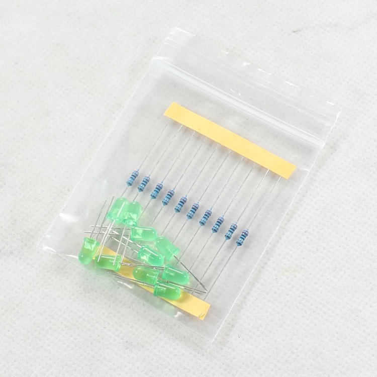 5mmLED Light-emitting Diode Light-emitting Lamp Component Package Experimental Secondary Tube Plus 10 220R Resistors