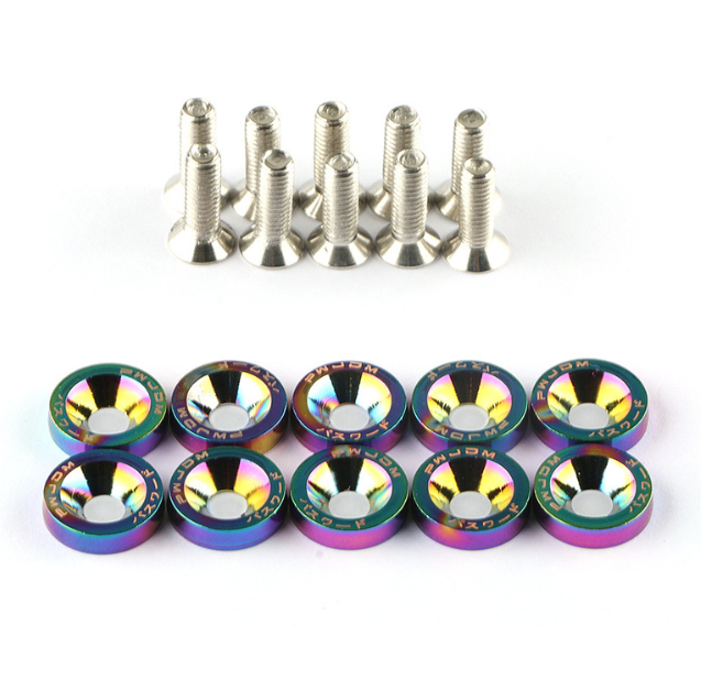 M6 Aluminum 10 Pcs/Pack Car Modified Fasteners JDM Bumper Engine Concave Screws Fender Washer for Scooter ANSI Standard Steel