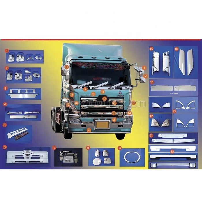 New Design Chrome Truck Body Spare Parts for Hino Truck Body Parts for HINO 300 / 500 / 700 / Range / Profia / Dutro