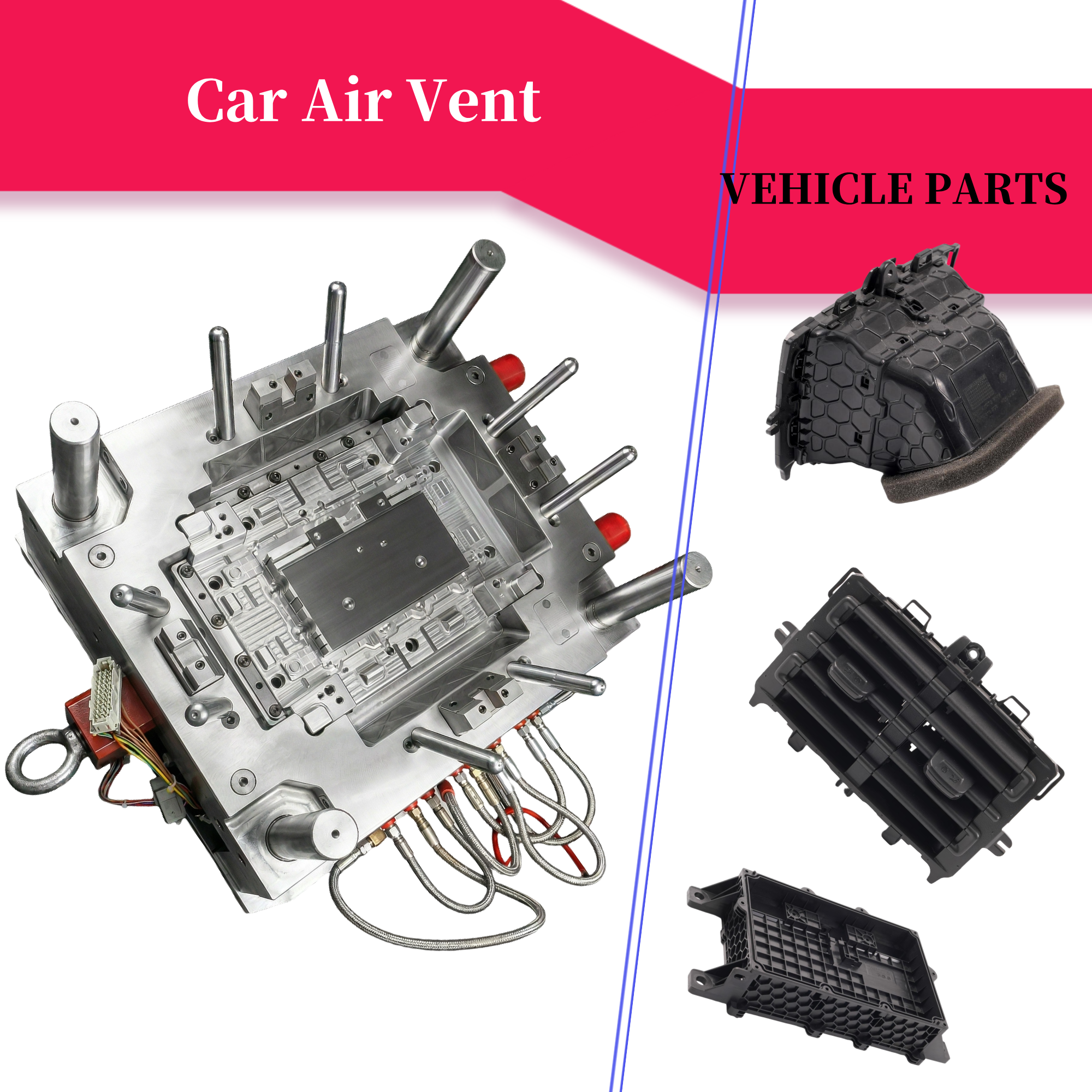 IATF 16949 Custom Injection Mold For Car Air Vent Precision Automotive Dashboard Air Outlet Tooling Durable Plastic Parts