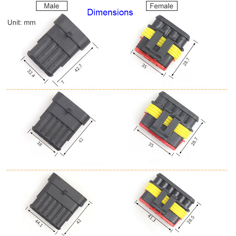 Te Pin Female High Housing PA66 Brass Contacts Automobile Terminal Tyco Amp Auto Waterproof Connector Kit Car