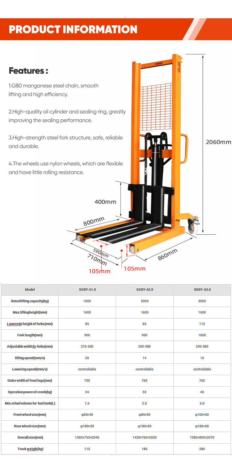 Manual hydraulic lift truck
