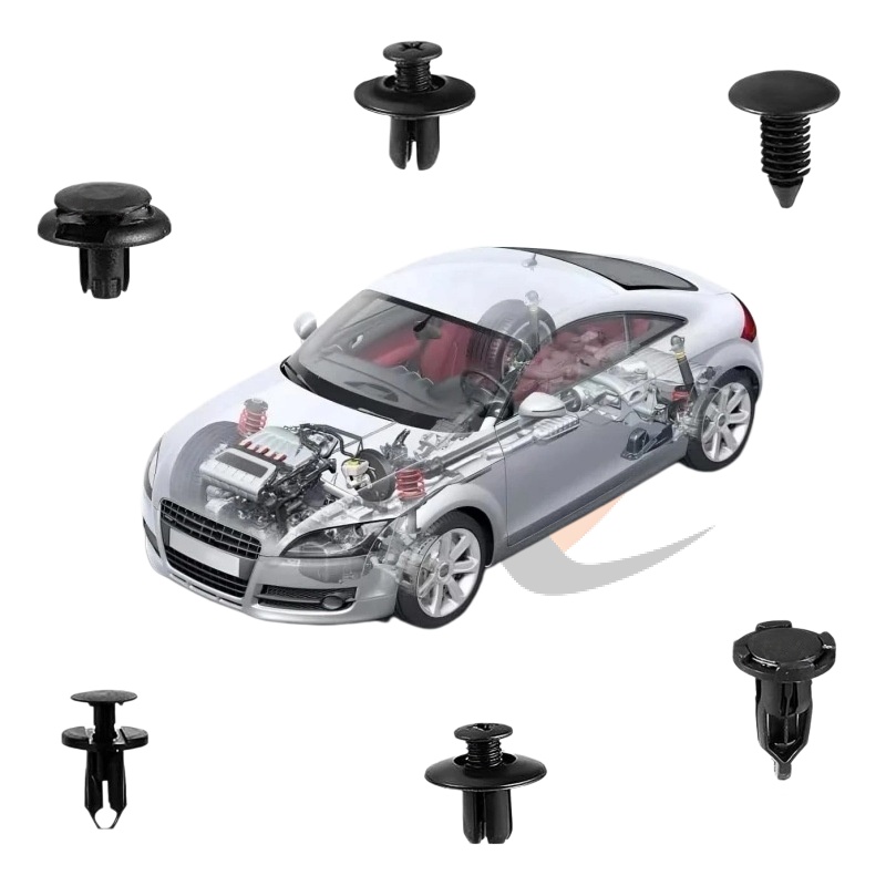 New HE26 100-Piece Push-Type Car Fasteners Assortment Auto Plastic Clips &amp; Fender Clips with Mixed Sizes and Plastic Rivets