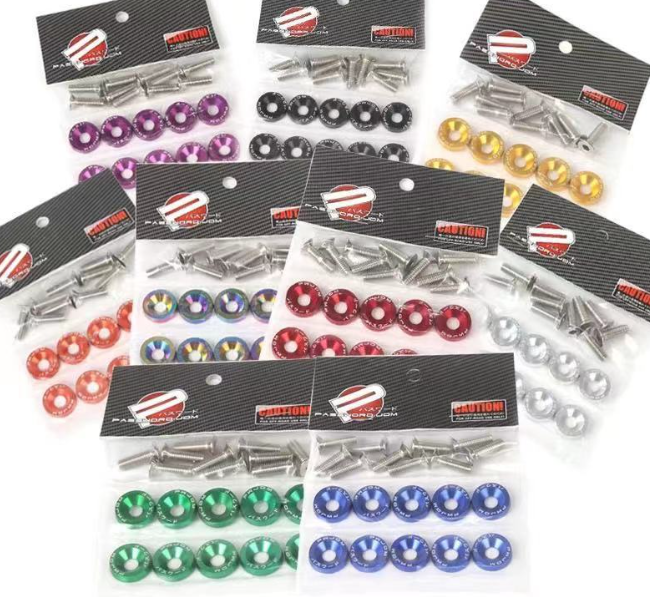 M6 Aluminum 10 Pcs/Pack Car Modified Fasteners JDM Bumper Engine Concave Screws Fender Washer for Scooter ANSI Standard Steel