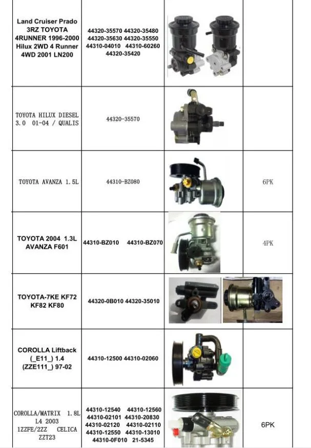 Auto Steering Systems Power Steering Pump Auto Parts for Lexus Toyota 4432048020 4432048030 4432048040 DSP1039 DSP1091 /4432004050 4432004051 4432004052