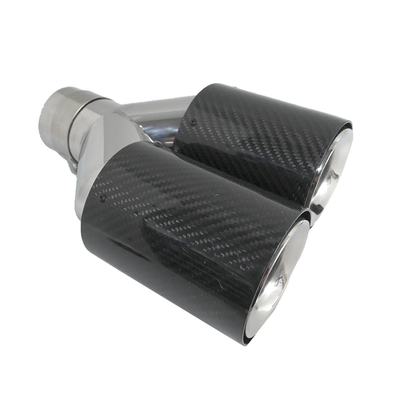 High Performance Black Carbon Fiber Dual Car Exhaust Muffler Tail Pipe Universal Dual Outlet Muffler Tip