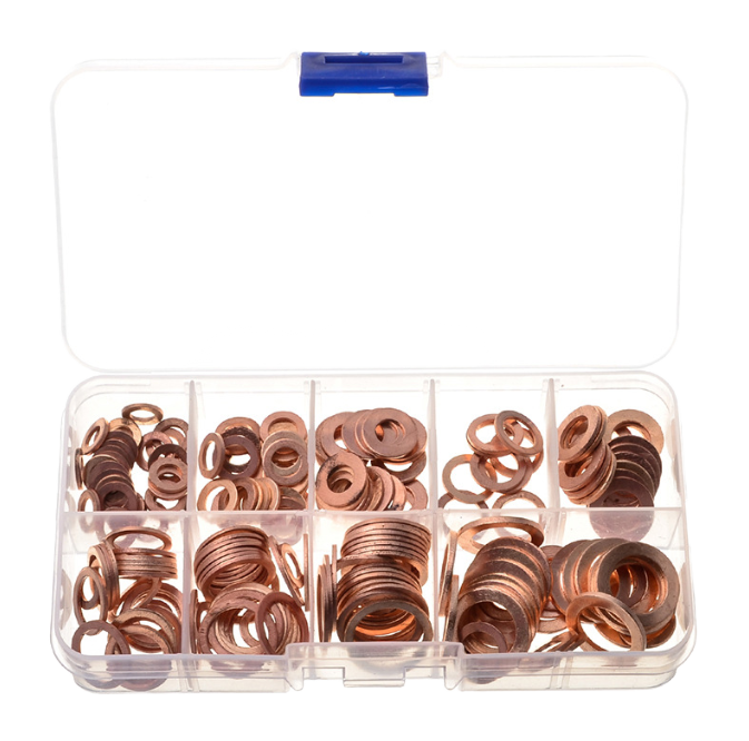 Factory Price 568pc Copper Washer Assortment Set Flat Washers Plastic Box Screws Bolts Fasteners