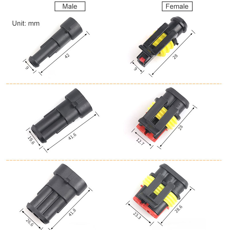 Te Pin Female High Housing PA66 Brass Contacts Automobile Terminal Tyco Amp Auto Waterproof Connector Kit Car