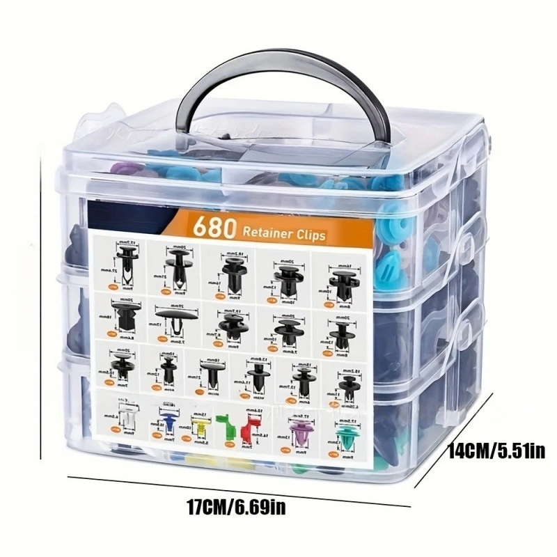 New HE26 100-Piece Push-Type Car Fasteners Assortment Auto Plastic Clips &amp; Fender Clips with Mixed Sizes and Plastic Rivets