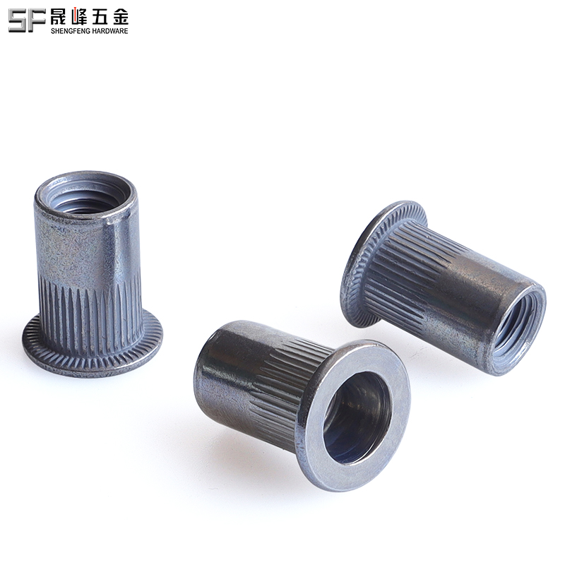 M3-M12 Metric/Imperial Zinc Plated Zinc-Nickel Alloy Flat Headed Knurled Body Rivet Nuts Open End Fastening