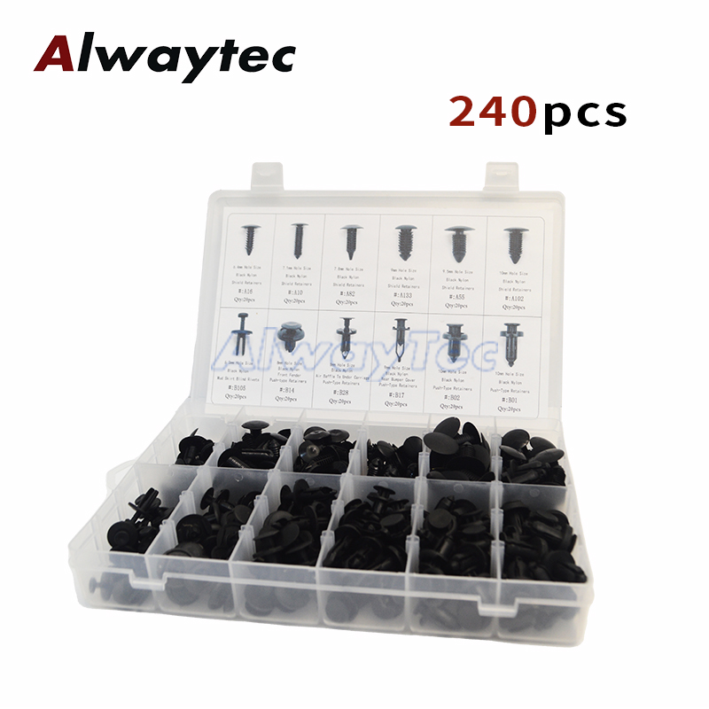 Auto Fastener Clip Kit 240/350/415pc Mixed Screw Push Retainer Pin Rivet For Car Fender Hole Bumper Door Trim Panel Window Visor