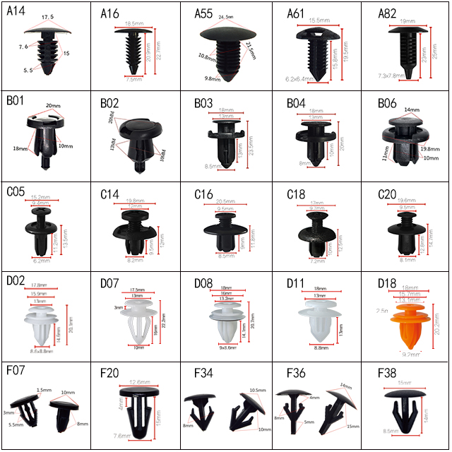 Plastic Custom Trim Panel Retainers & Fastener Universal Plastic Bumper Automobile Clip