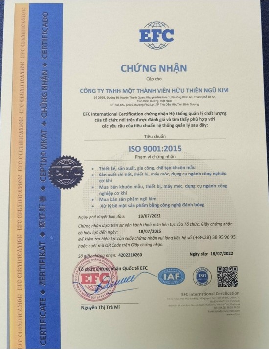 ISO Certification Certificate