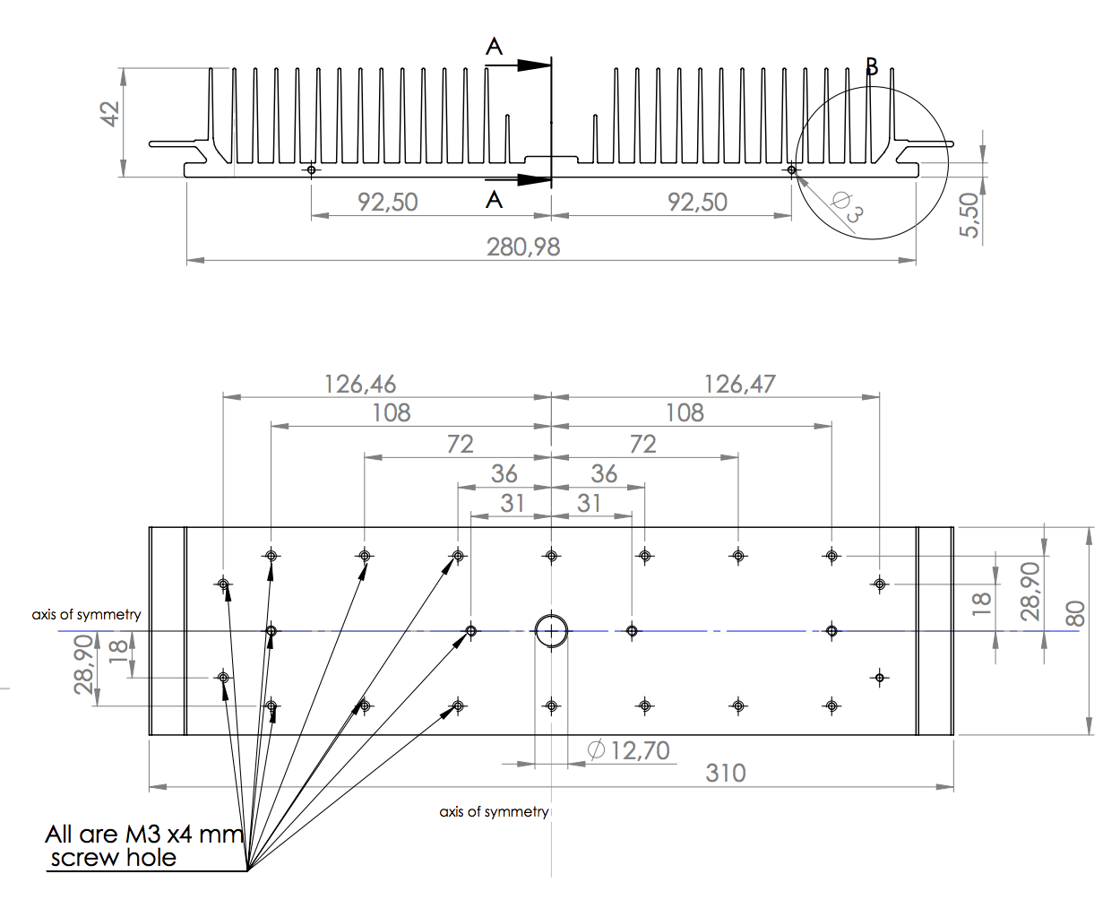 Heat sink size