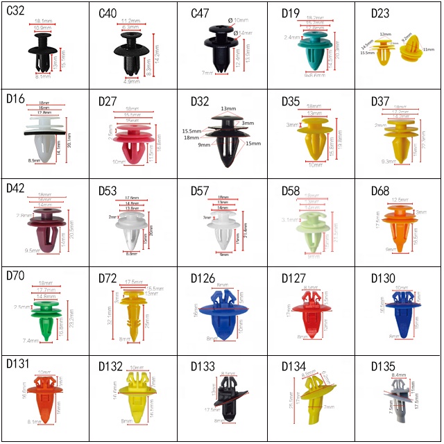 Plastic Custom Trim Panel Retainers &amp; Fastener Universal Plastic Bumper Automobile Clip