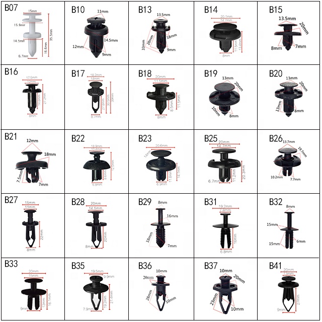 Plastic Custom Trim Panel Retainers &amp; Fastener Universal Plastic Bumper Automobile Clip