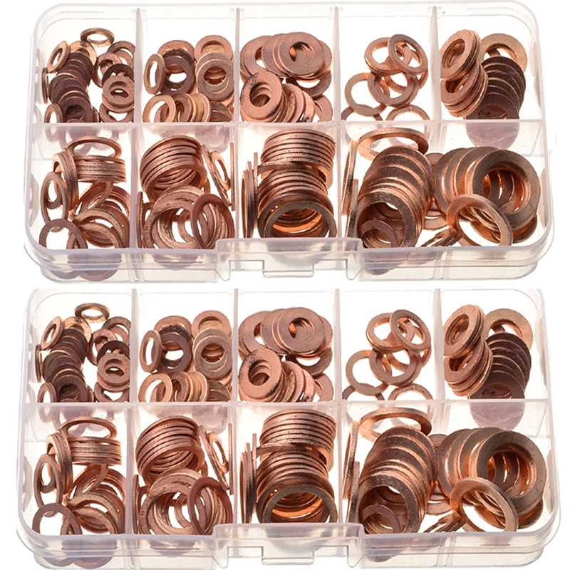 Factory Price 568pc Copper Washer Assortment Set Flat Washers Plastic Box Screws Bolts Fasteners
