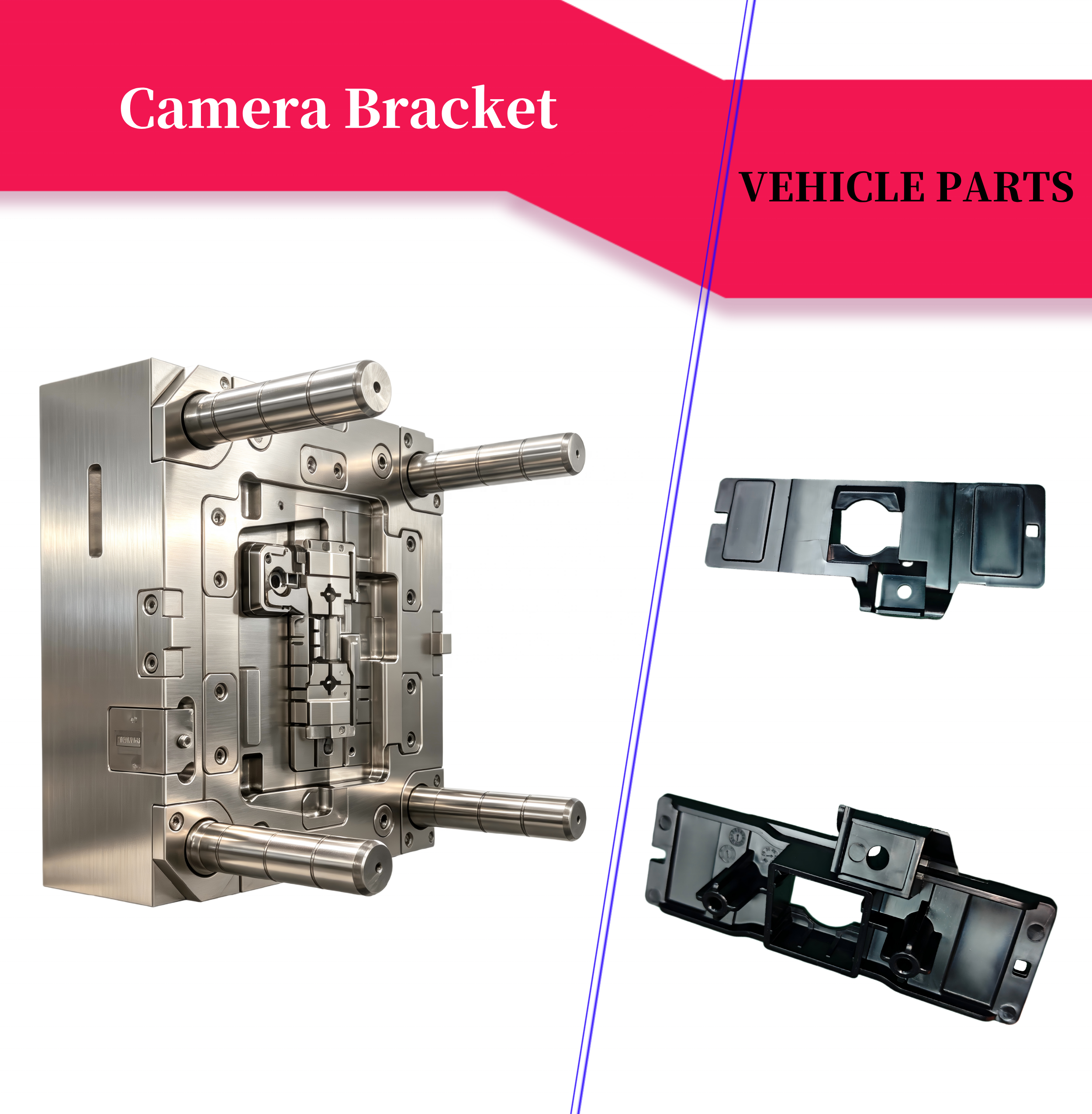 Precision Automotive Lower Grille Camera Bracket Injection Mold Maker PC/ABS ADAS Sensor Support Housing For Front Bumper