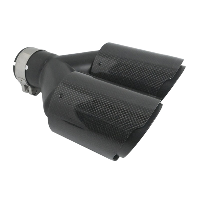 High Performance Black Carbon Fiber Dual Car Exhaust Muffler Tail Pipe Universal Dual Outlet Muffler Tip