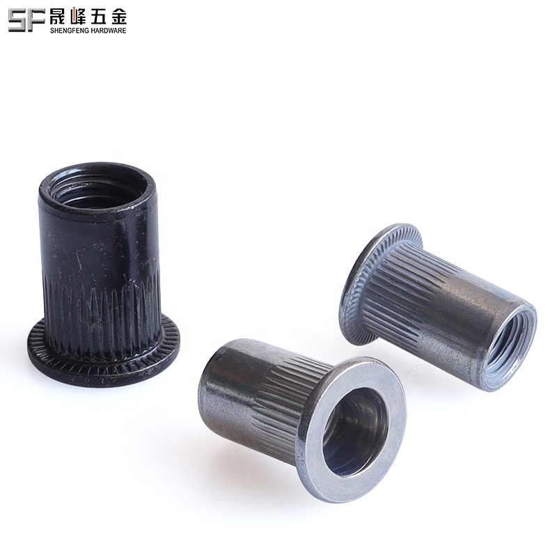 M3-M12 Metric/Imperial Zinc Plated Zinc-Nickel Alloy Flat Headed Knurled Body Rivet Nuts Open End Fastening