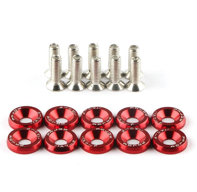 M6 Aluminum 10 Pcs/Pack Car Modified Fasteners JDM Bumper Engine Concave Screws Fender Washer for Scooter ANSI Standard Steel