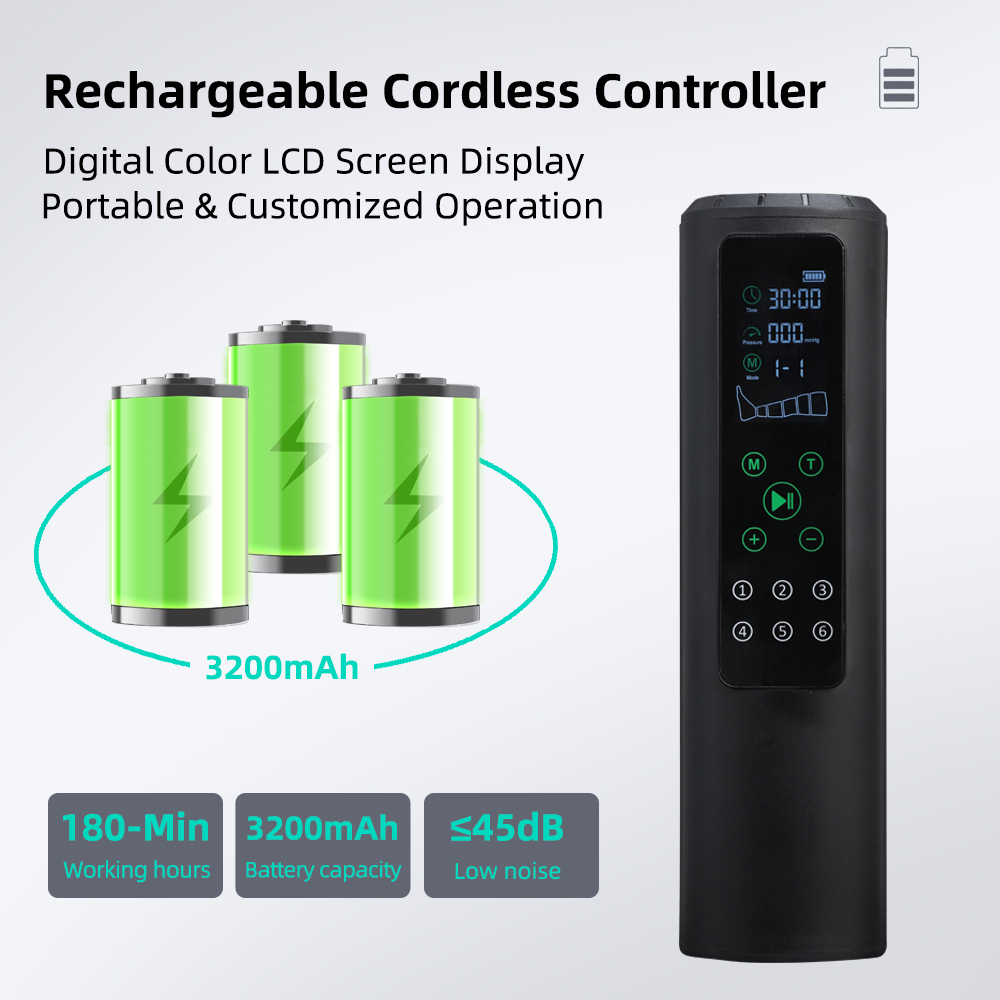 LEAMAI Wireless Air Compression Leg Massager Lymphatic Drainage Machine 12 Modes 60-270mmHg Pressure Workout Fitness for Women