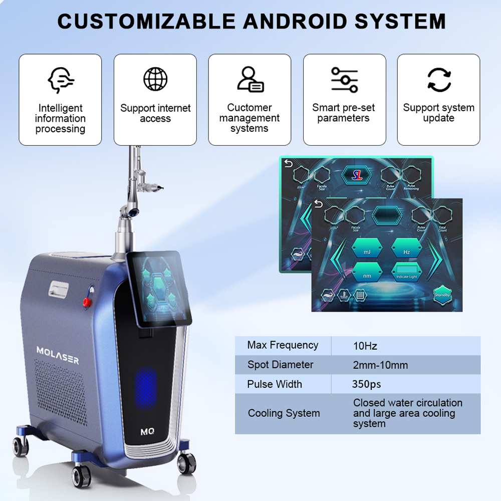 Four Handles Q Switched Laser Picosecond 755nm 1064nm 755nm Vascular Acne Remover Tattoo Pigment Removal Pico Laser Price