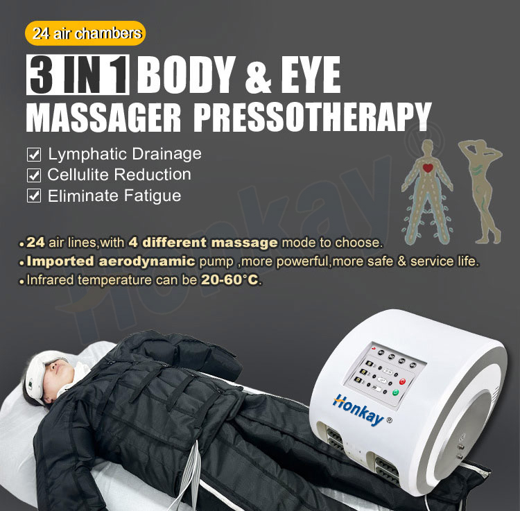 Professional 3 in 1 Black Suit Full Body Air Compression 24 Bag Slimming Detox Suit Lymphatic Drainage Massage Machine