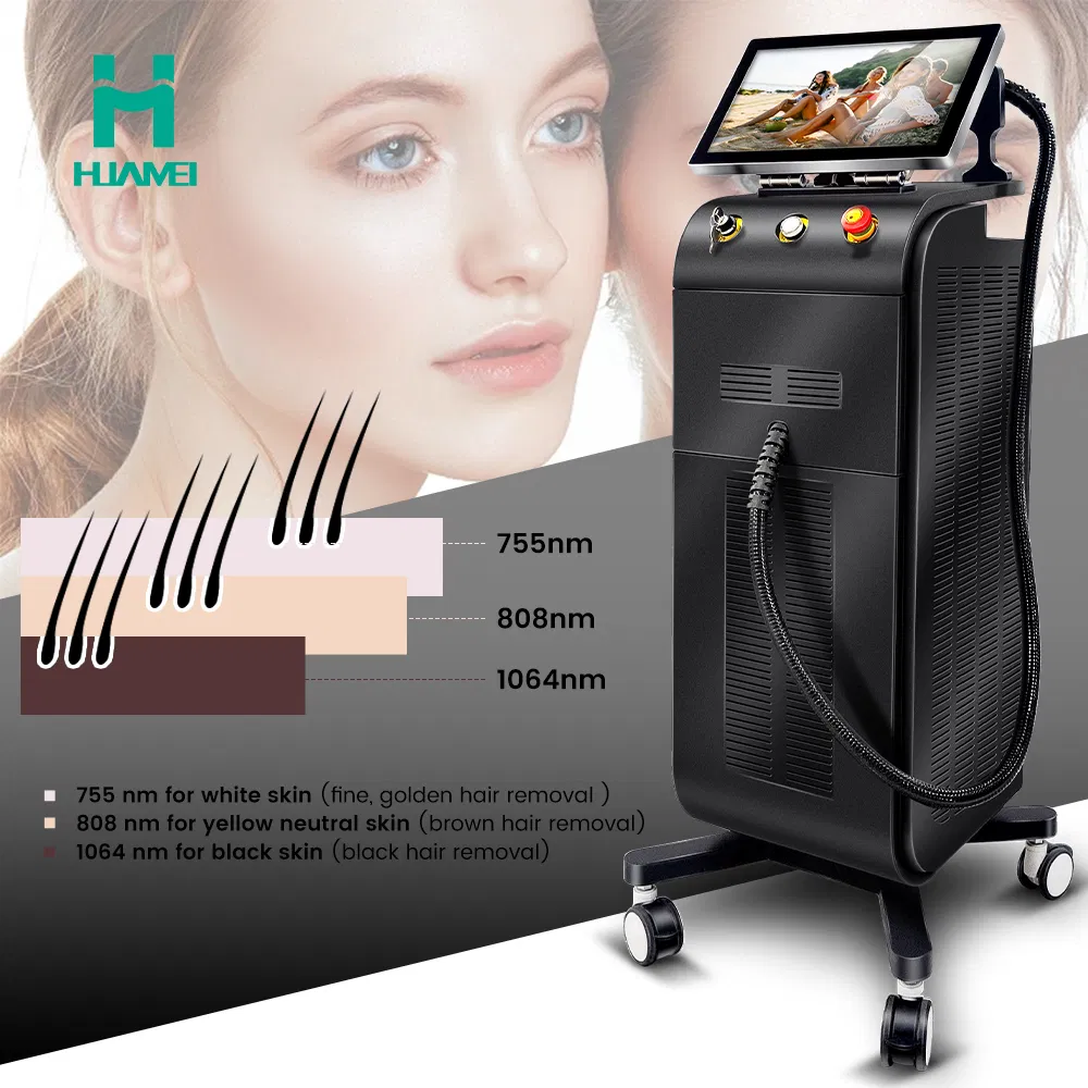 Factory Supply 755nm 808nm 1064nm Three Wavelength Diode Laser Hair Removal Device with TUV CE FDA