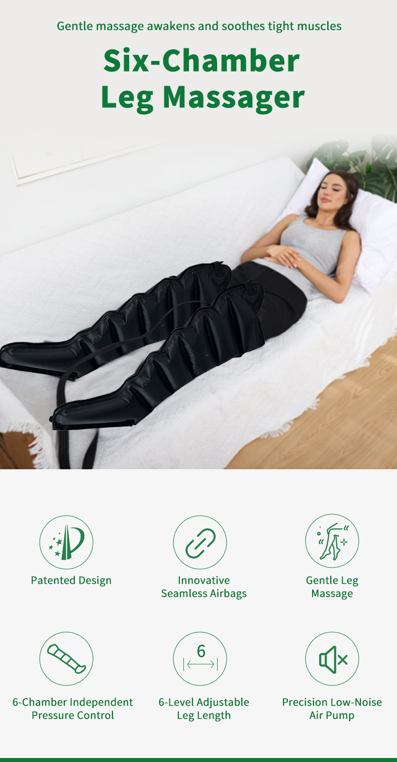 Portable Lymphatic Drainage Air Pressure Compression Relax Presoterapia Leg Massager for Sports Recovery