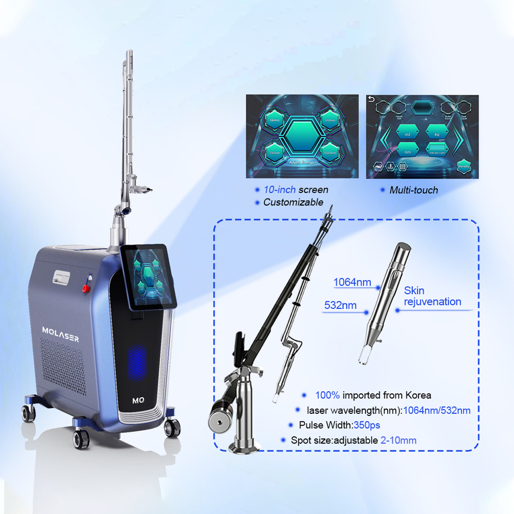 Four Handles Q Switched Laser Picosecond 755nm 1064nm 755nm Vascular Acne Remover Tattoo Pigment Removal Pico Laser Price