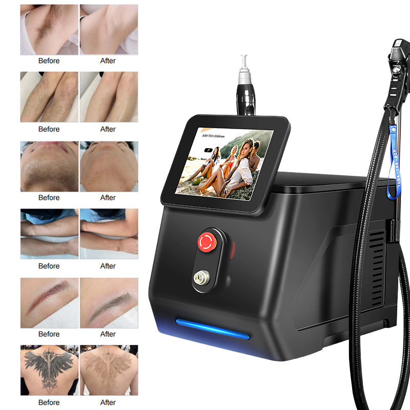 2 in 1 Diode Laser Hair Removal Machine Picosecond Laser Eyebrow and Tattoo Removal Machine Whitening Rejuvenation Hair Removal