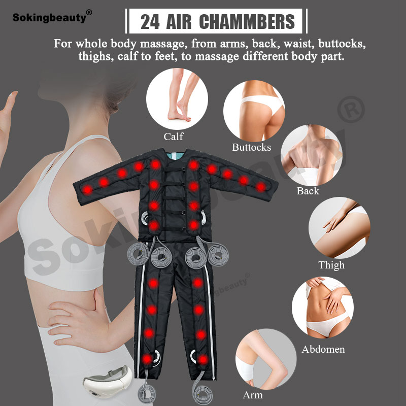 Professional 3 in 1 Black Suit Full Body Air Compression 24 Bag Slimming Detox Suit Lymphatic Drainage Massage Machine