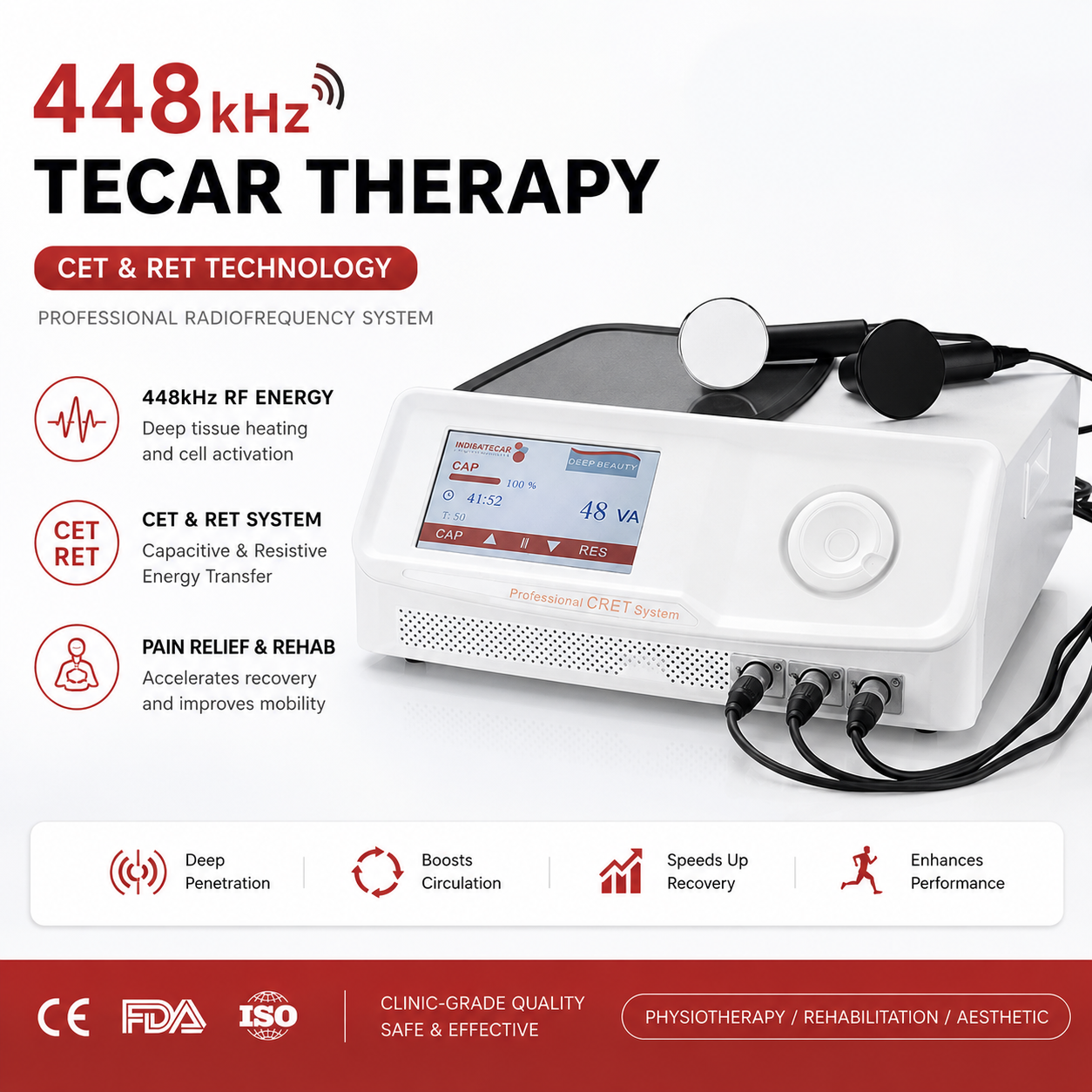 High Quality Tecartherapy 448khz Radiofrequency Tecar Machine Vet Body Care Therapy Equipment Smart Tecar Pro CET RET RF Machine