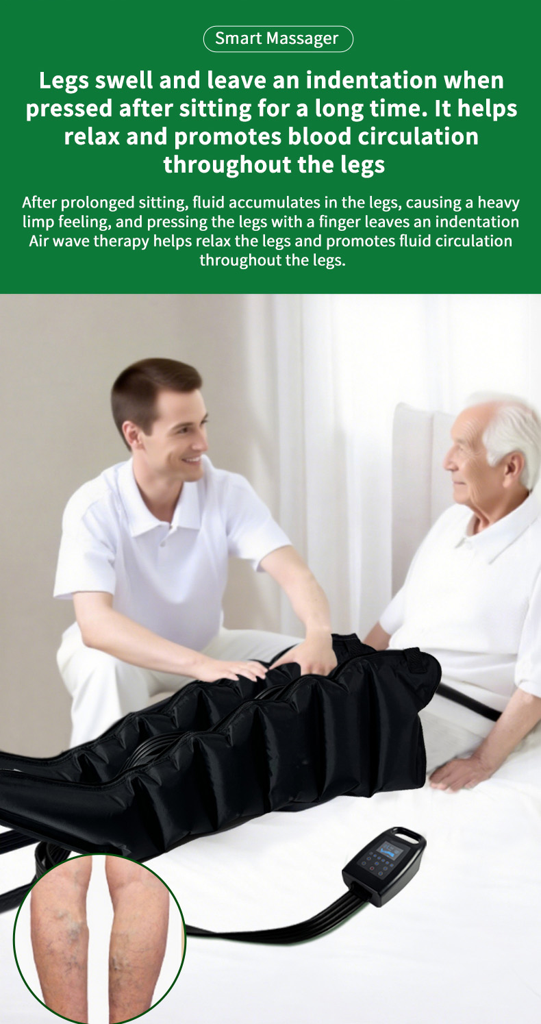 Portable Lymphatic Drainage Air Pressure Compression Relax Presoterapia Leg Massager for Sports Recovery