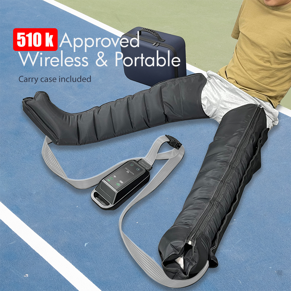 Compression Pressotherapy Boots With Sequential Air Pressure To The Legs To Enhance The Circulatory And Lymphatic Systems