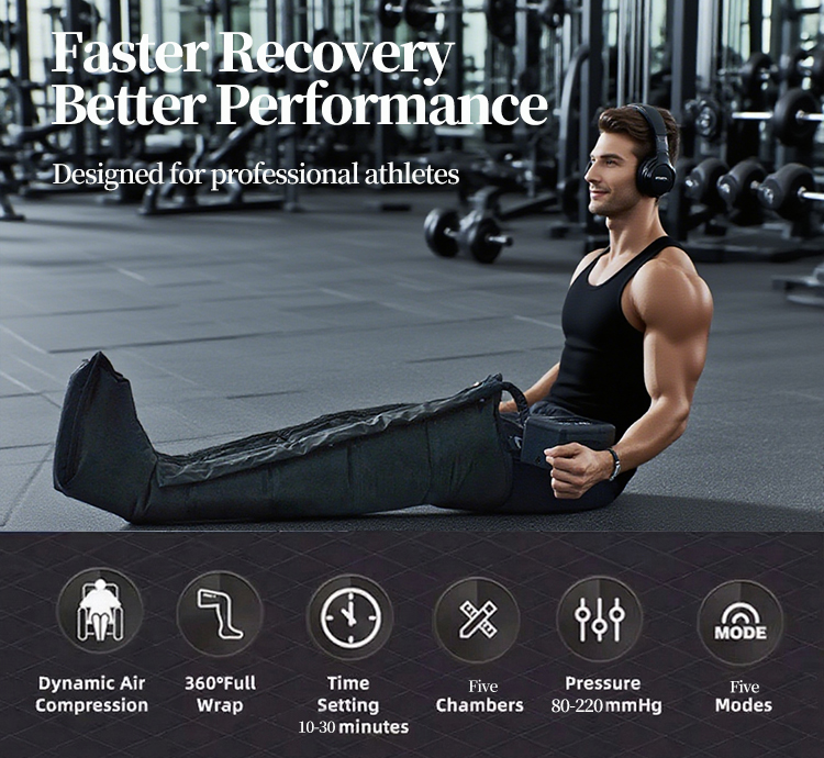 Professional Sequential Sports Air Compression Boots Recovery System for Improved Circulation Pressotherapy Lymphatic Drainage