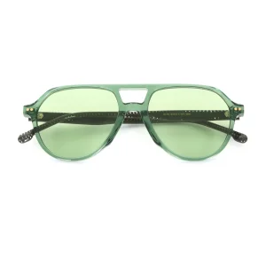 Custom Wholesale High Quality Nylon Lens Aviator Sunglasses | Transparent Green Acetate Frame OEM ODM Factory Direct Products, Factories