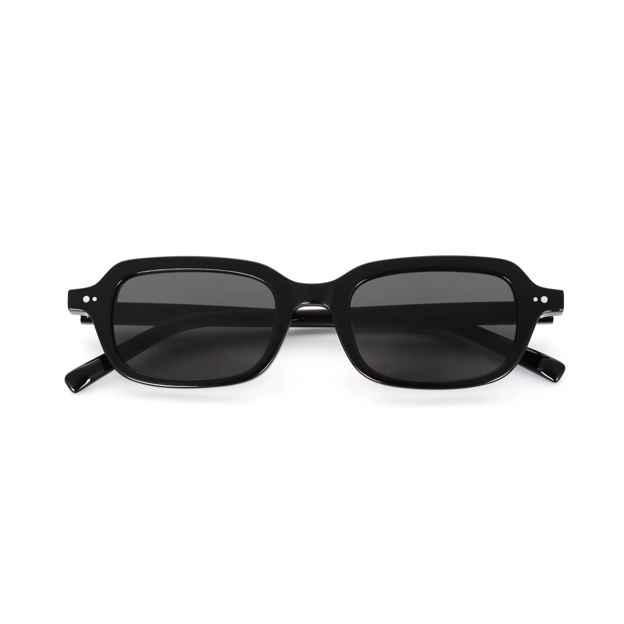 Custom Retro Narrow Rectangular Tortoiseshell Acetate Sunglasses with Dark Green Lenses Supplier, Factory