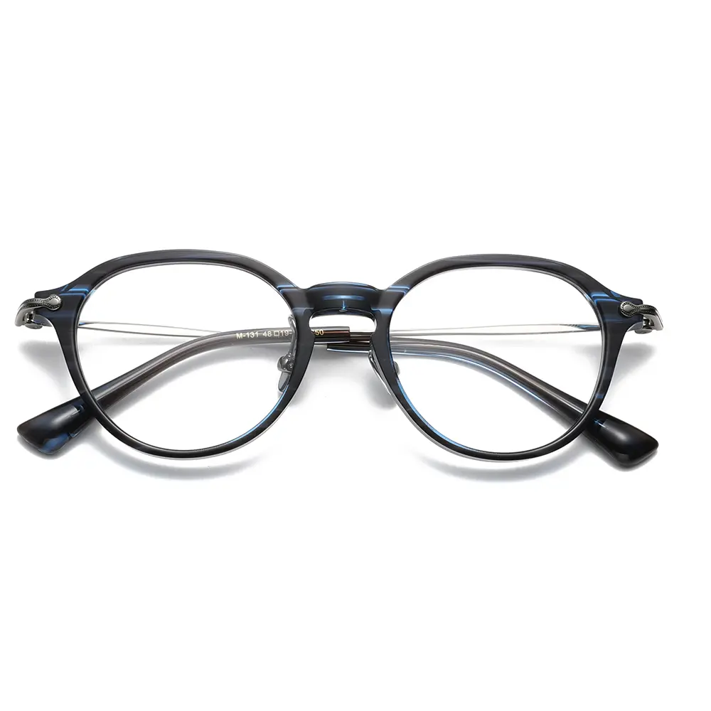 OEM Vintage Pure Titanium Round Hand-Carved Temple Optical Frame Ultra Light 15g Titanium Frame Wholesale Unisex Supplier, Suppliers