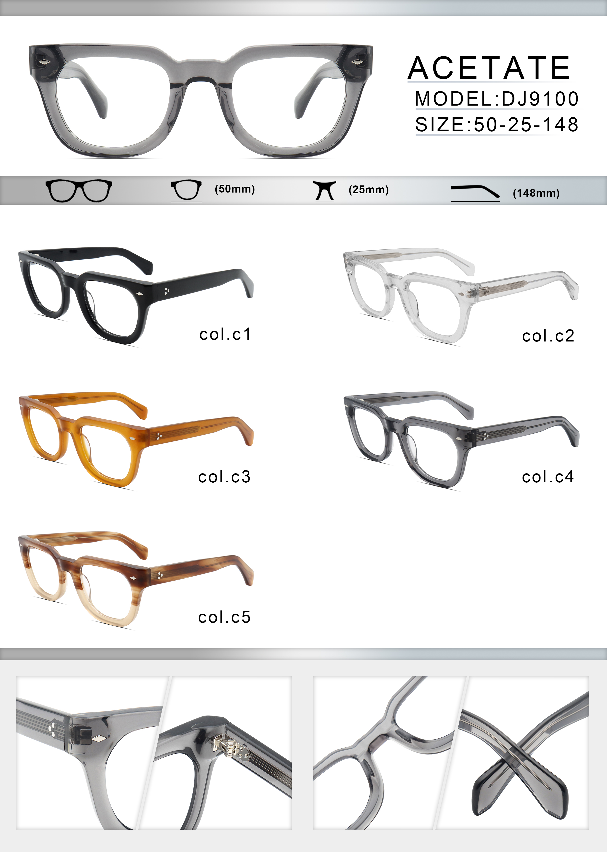 Acetate Optical Frames - Vintage Thick Frame Wellington Product Catalog