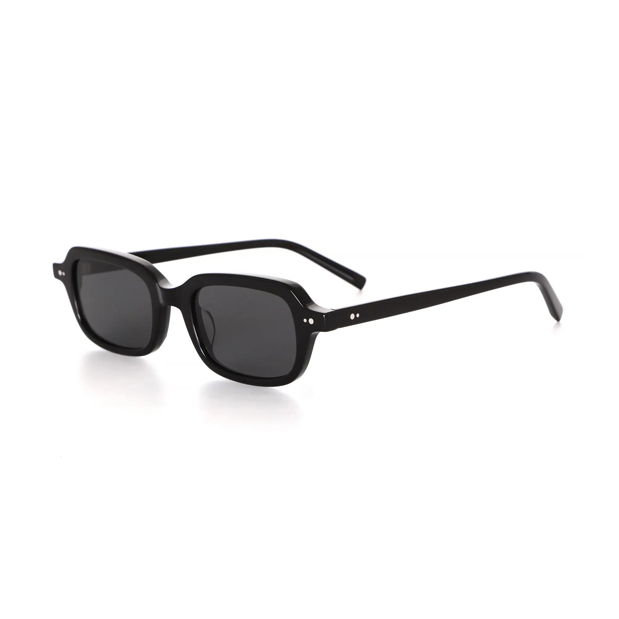 Custom Retro Narrow Rectangular Tortoiseshell Acetate Sunglasses with Dark Green Lenses Supplier, Factory