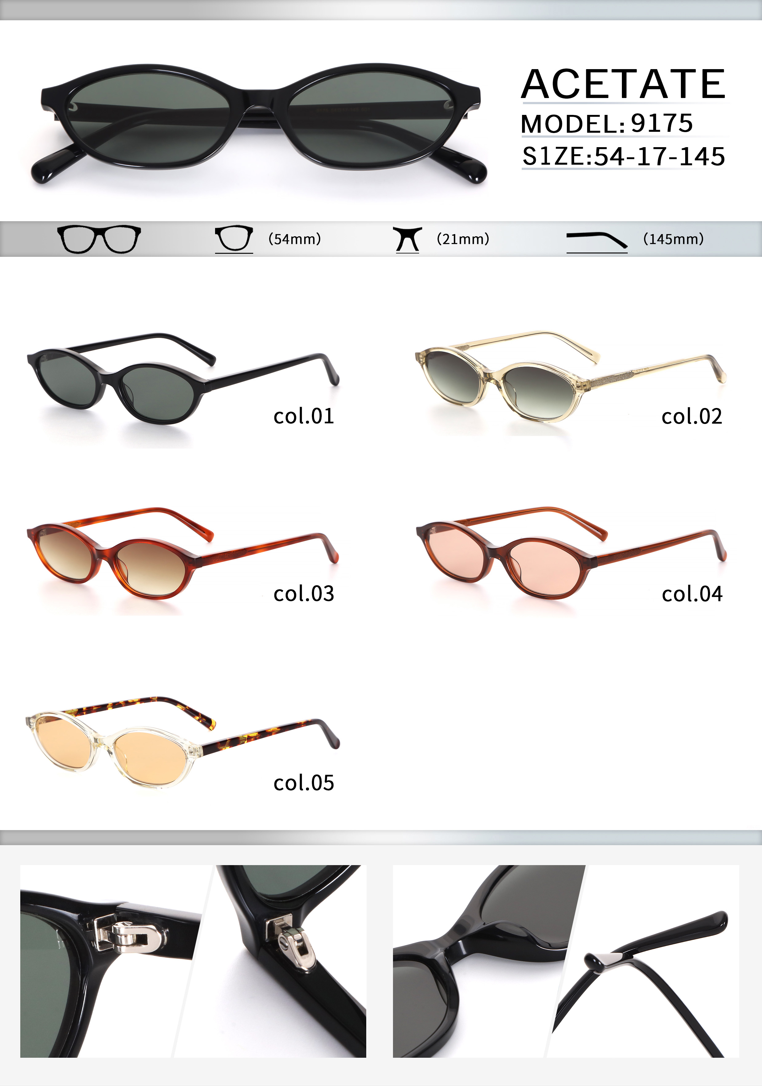 Vintage Small Round Arrow Hinge Polarized Sunglasses Full Color Catalog