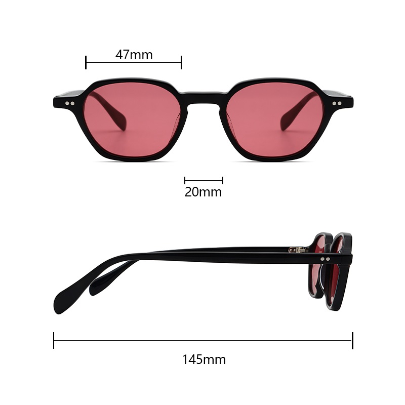 Acetate Sunglasses Small Round Frame Rivet Product Diagram