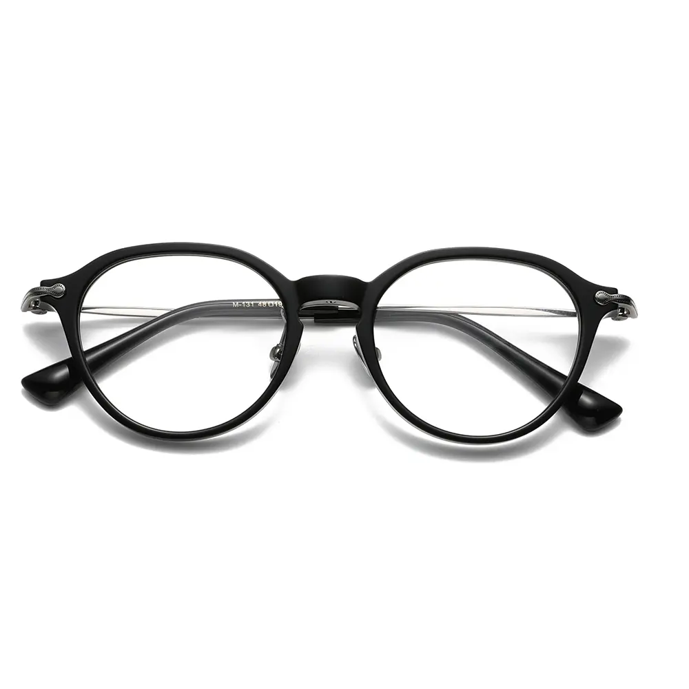 OEM Vintage Pure Titanium Round Hand-Carved Temple Optical Frame Ultra Light 15g Titanium Frame Wholesale Unisex Supplier, Suppliers